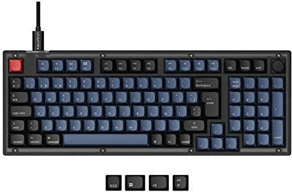 Keychron V5 Cablede Teclado Mecánico Personalizado con Perilla, 96% Diseño RGB Backlight QMK/VIA Macros Programable, Hot-swappable K Pro Red Switch Para Mac Windows, Frosted Black (ES Layout)