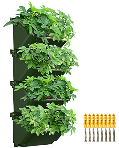 CEIEVER Wall Planting Pot, Hanging Planter Bags 4Pcs Self Watering Vertical Pocket Garden Wall Easy Installation Planter Outdoor Hanging Vertical Living Green Wall for Indoor/Outdoor/Balcony