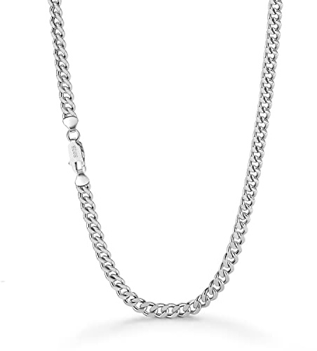 Dankadi Kubanskt halsband fint, 3 mm, 4 mm, 5 mm, 925, sterlingsilver, kubansk kedja, finstickad rock, punk, hiphop, Miami, present, festsmycken, födelsedag, för herr och dam