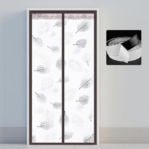 Cortina de Puerta con Aislamiento 95x200cm, Impermeable Magnética Mosquitera Puerta Exterior para Cocina de Patio,Dormitorio, opaco（Color café -E）