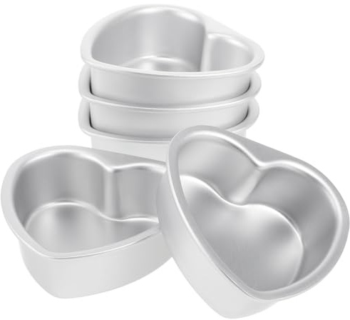 5pcs Heart-Shaped Cake Pan Mold 4in Aluminum Alloy Baking Pans for Cupcakes Muffins and Desserts for Weddings Birthdays