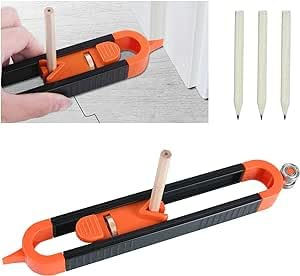 Amacoam Medidor de contornos, contorno irregular, calibre de contorno con 3 lápiz, medidor de contorno con cerradura, medidor de duplicación de contornos, plantilla de contorno, medidor de contorno,