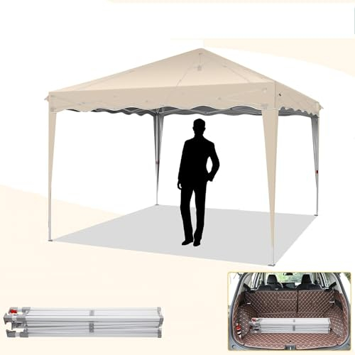 HOTEEL Pavillon, Faltpavillon Wasserdicht Stabil, UV-Schutz 50+ Faltbarer Pop Up Pavillon, für Camping Strand Familientreffen (Beige)