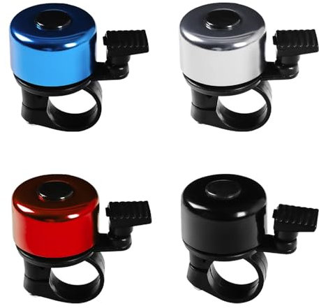 4 PCS Bike Bell Aluminum Bicycle Bell Mini Cycle Bell Waterproof Bike Ring Bell with Loud Crisp Clear Sound for 2.2cm/0.87in Handle Kids Adults Scooter Mountain Road Racing Bikes