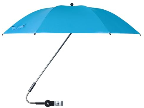 Paraguas para cochecito con clip, paraguas con clip para cochecito, sombrilla extra grande con protección UV para cochecito de bebé con clip, parasol ajustable de 360 grados para cochecito, bicicleta
