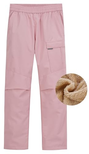 Happy Cherry - Pantalón de Montaña Nieve Niña Impermeables Pantalones de Senderismo Softshell Invierno para Esquí Aire Libre Niñas Infantil Ropa Caliente A Prueba de Viento - 130-140cm - Rosa