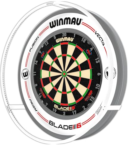 WINMAU Plasma Dartboard Light In Ice White – Ultimate Surround Dart Board Lighting – Slim Design LED Surround Ring for 360° Shadow-Free Illumination