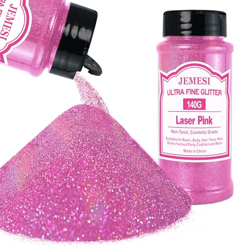 Paillettes Holographiques Ultra-Fines - 140g - Paillettes de Maquillage Laser rose Pour Cheveux, Visage, Corps, Ongles, Maquillage de Fête, Résine et Artisanat