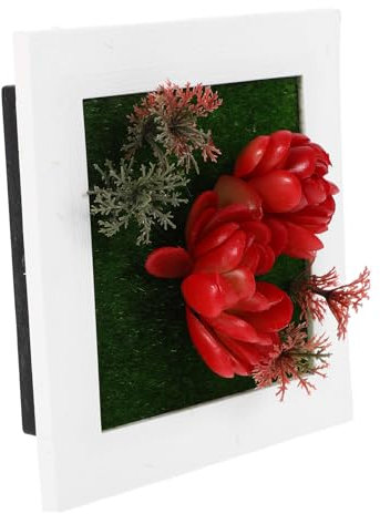 Garneck Cadre Photo De Plante Simulée Décoration Murale Encadrée De Fleurs Artificielles Trames D'images Porte-Plante Cadre Mural Végétal Pot Hydroponique Mural Rouge Plastique