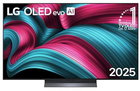 LG OLED evo AI C5 TV 55 pollici, Smart TV 4K, Processore α9 Gen8, Brightness Booster, webOS con AI, Dolby Vision & Atmos, Gaming con VRR e GSYNC 4K@144Hz, OLED55C56LB 2025
