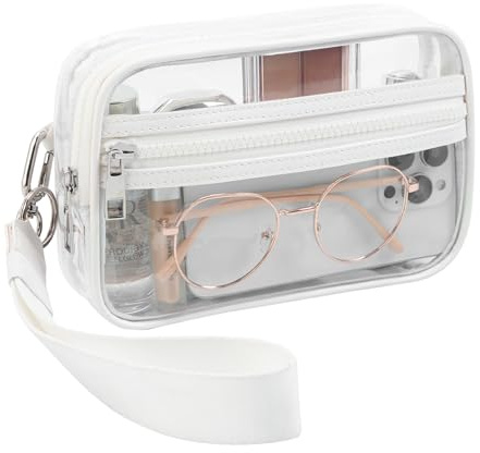 JANTHYE Clear Wristlet Stadium Approved Clear Bag Wallet Transparent Purse for Concerts Sports Events (White)