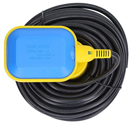 Saluaqui Interrupteur de Flotteur de Câble de 15 M / 49 Pieds Respectueux de l'environnement pour le Contrôle du Niveau de l'eau dans les Piscines et les Carter d'huile, les ABS Haute Performance