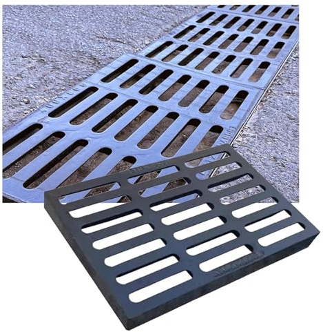 Abflussgitter Abflussgitter Für Außenkanäle Aus Eisen, 60 X 40 X 3 Cm, Robuste Kanalabdeckung, Grabengitter Für Einfahrt, Garage, Hof(25t)