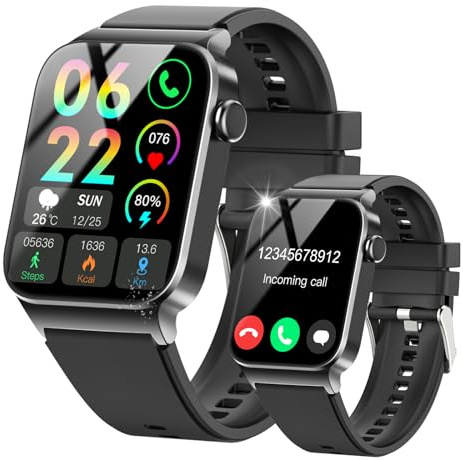 STECEi Smartwatch Uomo Donna Rispondi/Effettua Chiamate, 1.85 Orologio Smartwatch con 113 Sportivo, Impermeabil IP68 Sportivo Watch con Contapassi/Sonno/Cardiofrequenzimetro, Nero