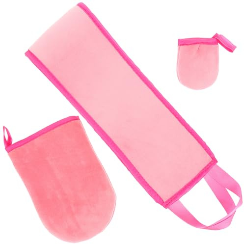 HEALEEP Guante Aplicador Autobronceador para Espalda y Cuerpo Kit Reutilizable para Loción y Gel Fácil de Usar sin Marcas para Mujer Color Rosa