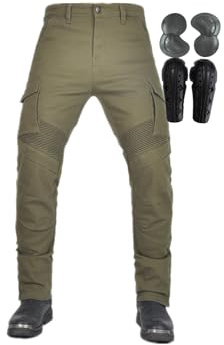 Herrmotorcykelbyxor (förlängda knäskydd) CE-bepansrade touringjeans, motocross-modell(Green,S)