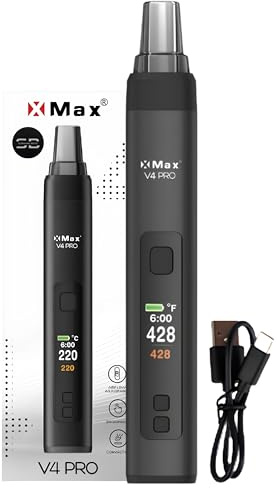XMAX V4 Pro Dry Herb Vaporizer USB-C Charging, Removable Battery, OLED Display, Session or On-Demand Modes, Temperature Control - No Nicotine
