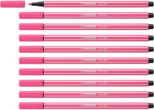 STABILO Pen 68 - Pennarello Premium - Confezione da 10 - Rosa