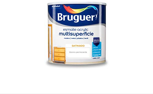 Bruguer Acrylic Multisuperficie Esmalte al agua Satinado Blanco Permanente 250 ml