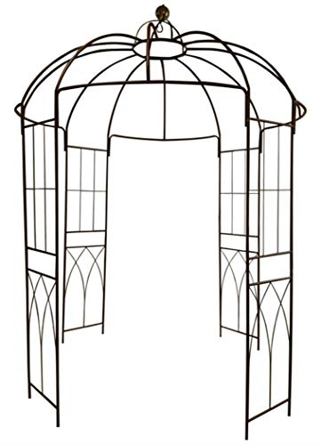 OUTOUR® Cenador de Metal con Forma de Jaula de pájaros de 4 Lados Estilo francés para pérgola pabellón de Arco cenador de Plantas para jardín al Aire Libre, césped, Patio, vides trepadoras, Rosas,