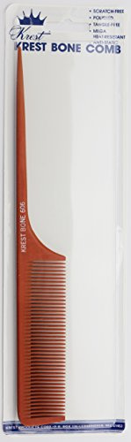 Krest Bone 9 Inch Rattail Comb - Professional Heat Resistant Detangling and Sectioning Comb