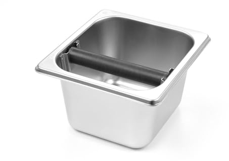 HENDI Abklopfbehälter Gastronorm, Abschlagbehälter, Abschlagkasten, entleeren des Kaffeesatz, mit abnehmbarer silikonbeschichteter Abklopfstange, GN 1/6, 176x162x(H) 100mm, Edelstahl