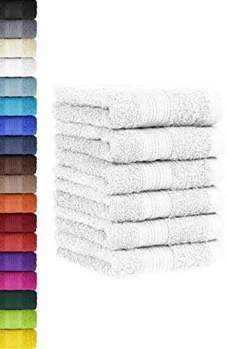 6 TLG. Gästetuch Set in vielen Farben 100% Baumwolle 6er Pack Gästetücher 30x50 cm Weiss