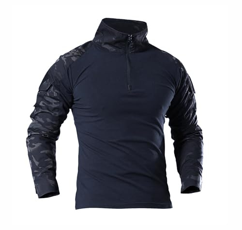 WISEONUS Airsoft Paintball BDU långärmad skjortor, taktisk kamouflage, kamp, T-shirts med armbågsskydd