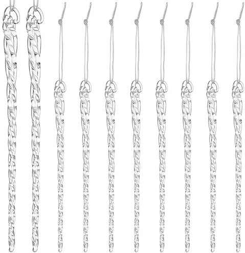 NUOBESTY Glass Icicle Ornaments Clear Icicles for Christmas Tree 10PCS s Drop Ornament Xmas Tree Hanging Pendant Drops Holiday Decor DIY Garden Party Wedding