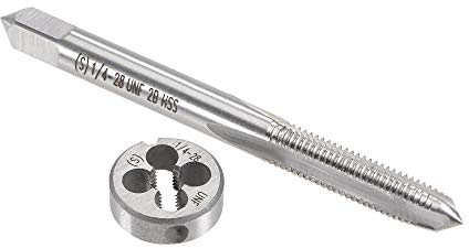 sourcing map 1/4-28 UNF Gewindebohrersatz, HSS Maschinengewindebohrer mit Rundgewindebohrer, Recht Hand