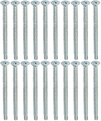 AERZETIX - C44709 - Juego de 20 Tornillos para chapa autoperforantes Ø4.8x70mm con cabeza fresada - DIN 7504 P - con huella PH/cruciforme - en acero galvanizado - chapa marco metálico - color plata