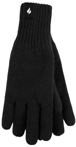 HEAT HOLDERS - Herren Warm Outdoor Handschuhe für Winter | Handschuhe mit Fleece Gefüttert Insulation (M-L, Schwarz)