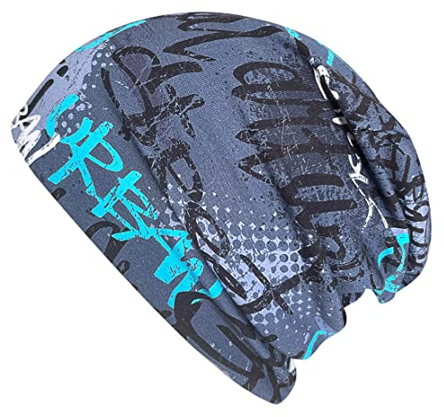 Wollhuhn Kinder Beanie – Zweilagige Longbeanie aus Jersey, wendbar & weich – innen grau – Handmade in Deutschland – ganzjährig (DE/NL/SE/PL, Numerisch, 56, 58, Skater Blau)