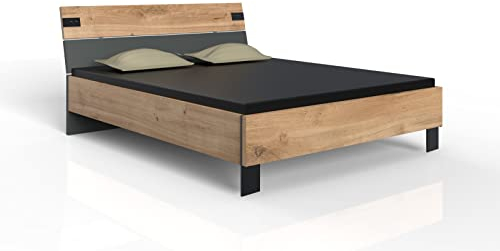 möbelando Komplettschlafzimmer Malmö aus Spanplatte in Plankeneiche-Nachbildung mit Absetzungen in Graphit. Abmessungen (B/H/T) 562x210x210 cm