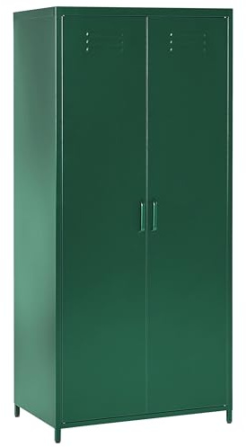 Armadio Metallo verde 2 Ante 3 Ripiani e Appendiabiti 76 x 50 x 171 cm