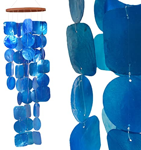 ART-CRAFT Capiz Muschel Kette Girlande blau als hänge Deko für Fenster oder deko Wohnzimmer Garten Dekoration Länge 70cm