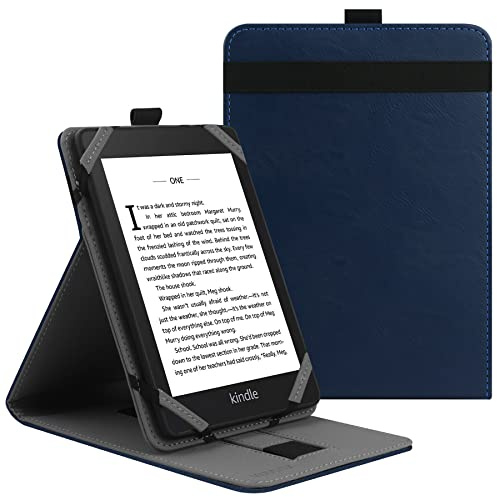 VOVIPO Coque de Protection Universel pour Kindle Paperwhite Kobo Liseuse 6 Pouces, étui Folio Compatible avec la liseuse Sony/Kobo/Tolino/Pocketbook/Kindle 6,avec Support Multi Angles-Navy