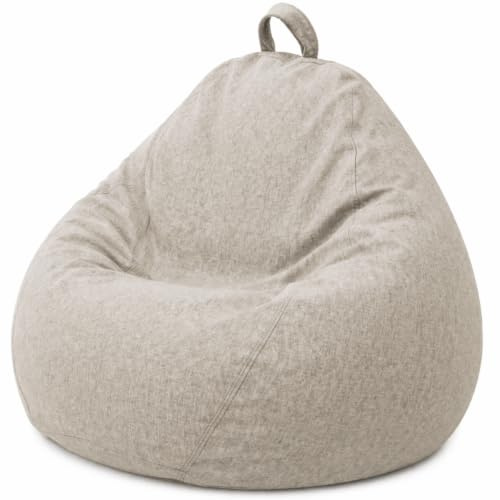 bananair - Puff Salon con Relleno Incluído - Suave y Cómodo - Funda Lavable a Máquina - Puff Pera Práctico y Fácil de Transportar - Bean Bag Versátil, Puff Gamer, Niños (80 x 70 cm, Beige)
