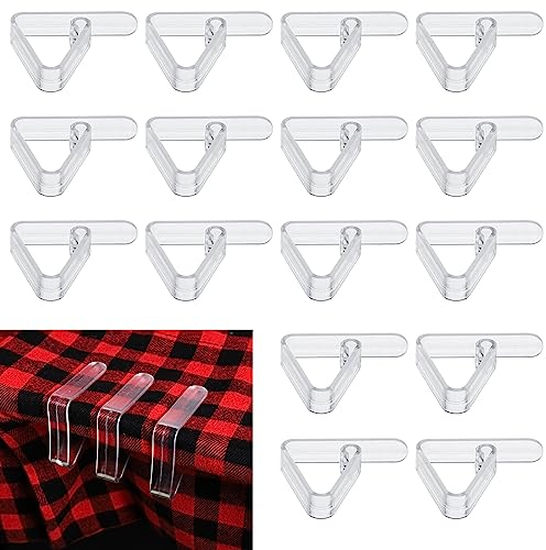 TOYMIS 16pcs Plastic Table Cloth Clips, Clear Tablecloth Clips, Table Cloth Fixing Table Cloth Holder Clips Picnic Tablecloth Clamps for Indoor Outdoor, Fits to 0.4''-1.2'' Thick Tables (Z08207)