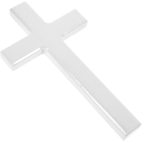 DEARMAMY Wand Holzkreuz Weißes Kreuz Wandbehang Kirchenwand Großes Kreuz Katholischer Religiöser Altar Zuhause Wohnzimmer Geschenke Für Eingangsbereich Büro