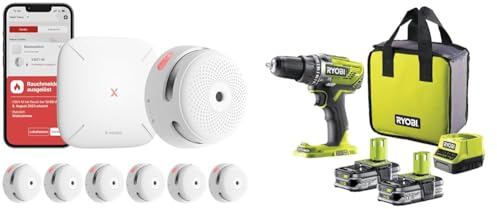 X-Sense XS01-M ProConnected Rauchmelder mit SBS50 Basisstation & RYOBI 18V ONE+ Akku-Bohrschrauber R18DD3-215S