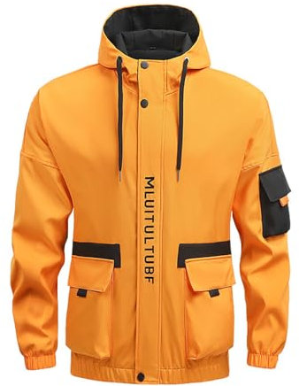 ZUOYIMEI Jacke Herren Klassisch Trend Outdoorjacke Herren Langarm Jacke Herren Camping Climbing Punching Jacket Herren Casual Mode Sport Hoodie Jacke Herren J-Yellow 4XL