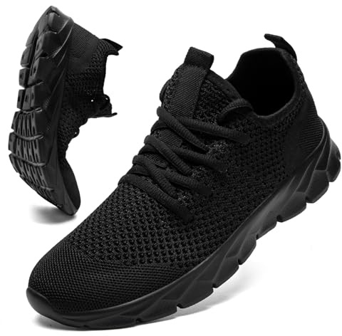 ZGPWZWL Womens Trainers Running Shoes Comfortable Walking Shoes Breathable Women Sneakers Outdoor Gym Sport Sneaker Black Womens Size UK 4