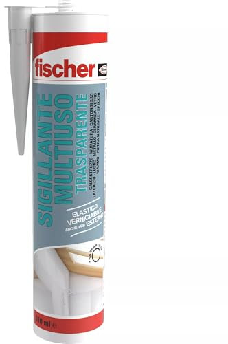 Fischer SA Flex Trasparente, Sigillante Acrilico per Esterni e Interni, Flessibile, Multiuso, Verniciabile, Liscio, non Macchia i Materiali Delicati, 563842