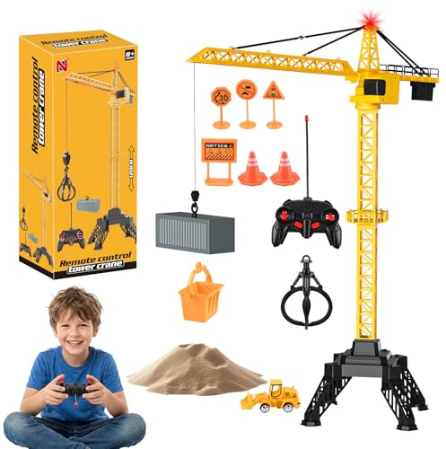 GuKKK Remote Controlled Tower Crane 138 cm Height, 2.4 Hz 6 Channels RC Crane, 680 Degree Rotation Remote Controlled Construction Crane Tower Crane