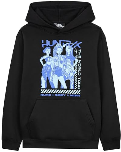 KPop Demon Hunters Officiel Huntrix Hoodies Filles, Sweat a Capuche Pullover, Cosy Cadeau pour Ado (9-10 Ans, Noir/Bleu Huntrix)