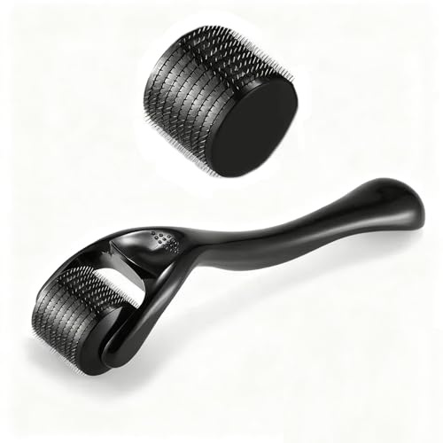 Microneedling Roller avec titane 540 pour anti-rides pour le visage et le corps, vergetures, perte de cheveux, cicatrices, hyperpigmentation, micro pour soins de la peau et des cheveux, pour homme et