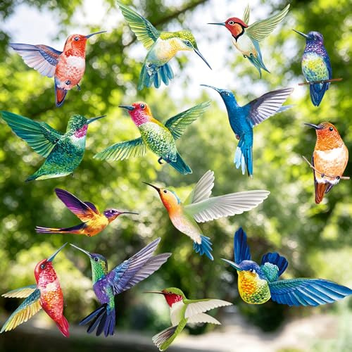 YIHELU Pegatinas de Ventana Anticolisión para Pájaros Calcomanías de Vinilo Estático Reutilizables con Diseño de Colibrí Adhesivos de Cristal Transparente para Evitar Golpes de Aves Decoración