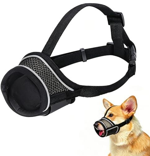 Bozal para Perros,Transpirable Bozales para Perros de Malla,Bozal Perro Antiladridos Ajustable,antiladridos,mordeduras y masticaciones,Bozales de Perross para Perro Pequeños,Medianos y Grandes (M)