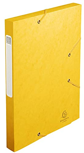Exacompta Cartobox elastisk låda fil med 3 klaffar och 3 cm rygg 5/10:e polerad kartong förpackning med 25 gul